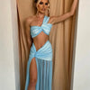 Mozision Summer Sexy Skirt Two Piece Sets Women One Shoulder Crop Top And Maxi Skirt Female Elegant Beach Club Party 2 Piece Set