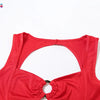 Weird Puss Sexy Party Dress Women Ring Clasp Chic Hollow Backless Sleeveless Low-Neck Birthday Banquet Rave Bodycon Vestidos