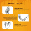 BAMOER Genuine 925 Sterling Silver Vintage Hug Hand Open Ring for Women Retro Finger Ring Fine Jewelry Birthday Gift BSR608-E