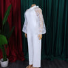 Elegant Jumpsuits for Women Luxury Round Neck Full Sleeve Belt Waisted High Waisted Straight Female Birthday Party Celebrate New