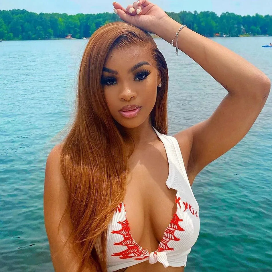 13x6 Ginger Blonde Fall Colored Human Hair Lace Front Wigs 180% HD Lace Frontal Wigs Straight Honey Blonde Human Hair Wig