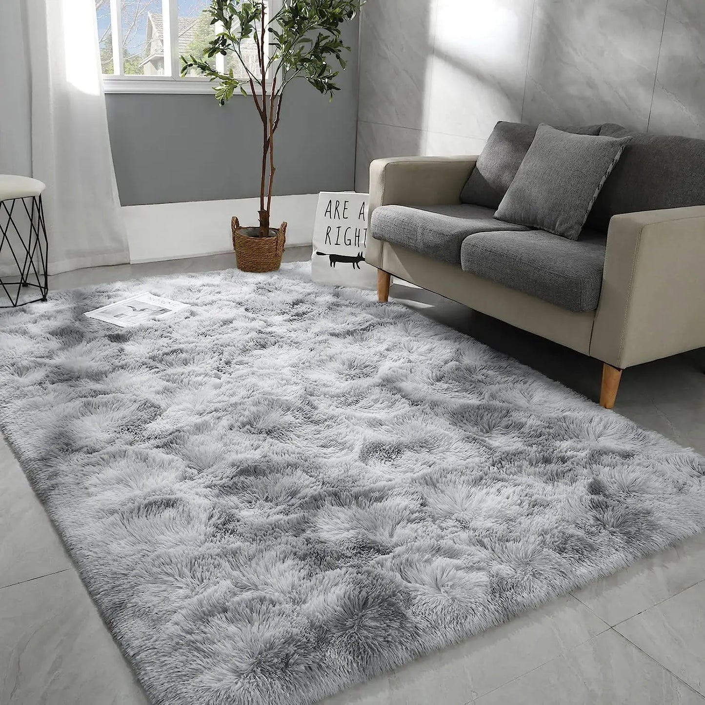 Fluffy Bedroom Rug Carpet Shaggy Fuzzy Rugs for Bedroom Thick Black Area Rugs for Living Room Rugs  for Girls Boys