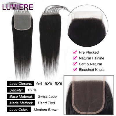 Raw Indian Bone Straight Bundles with HD Transparent Lace Closure 5x5 6x6 Frontal And Bundles 30 40 Inche Human Hair Double Weft