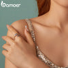 BAMOER Genuine 925 Sterling Silver Vintage Hug Hand Open Ring for Women Retro Finger Ring Fine Jewelry Birthday Gift BSR608-E