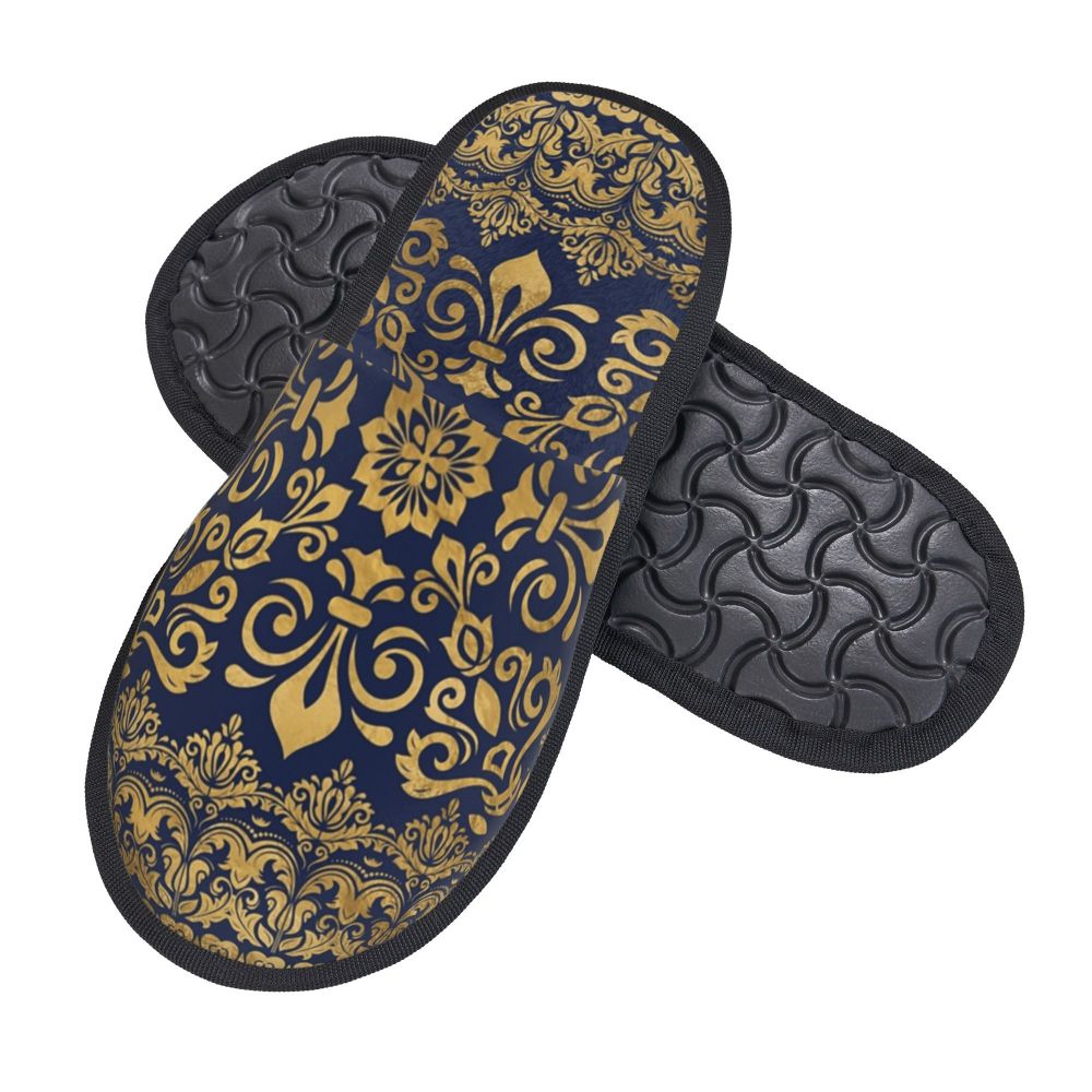 Custom Queen Of Absolutely Everything Gold Baroque Soft Memory Foam House Slippers Women Comfy Warm Anti-skid Sole Slipper