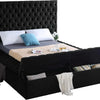 Bliss Collection Modern Contemporary Velvet Upholstered Bed with Deep Button Tufting and Storage Compartments and Footboard
