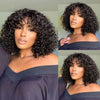 Fringe Bang Wig With Deep Wave Human Hair Water Wave Natural  Deep Curly Brazilian Hair Wigs 180% Density For Women