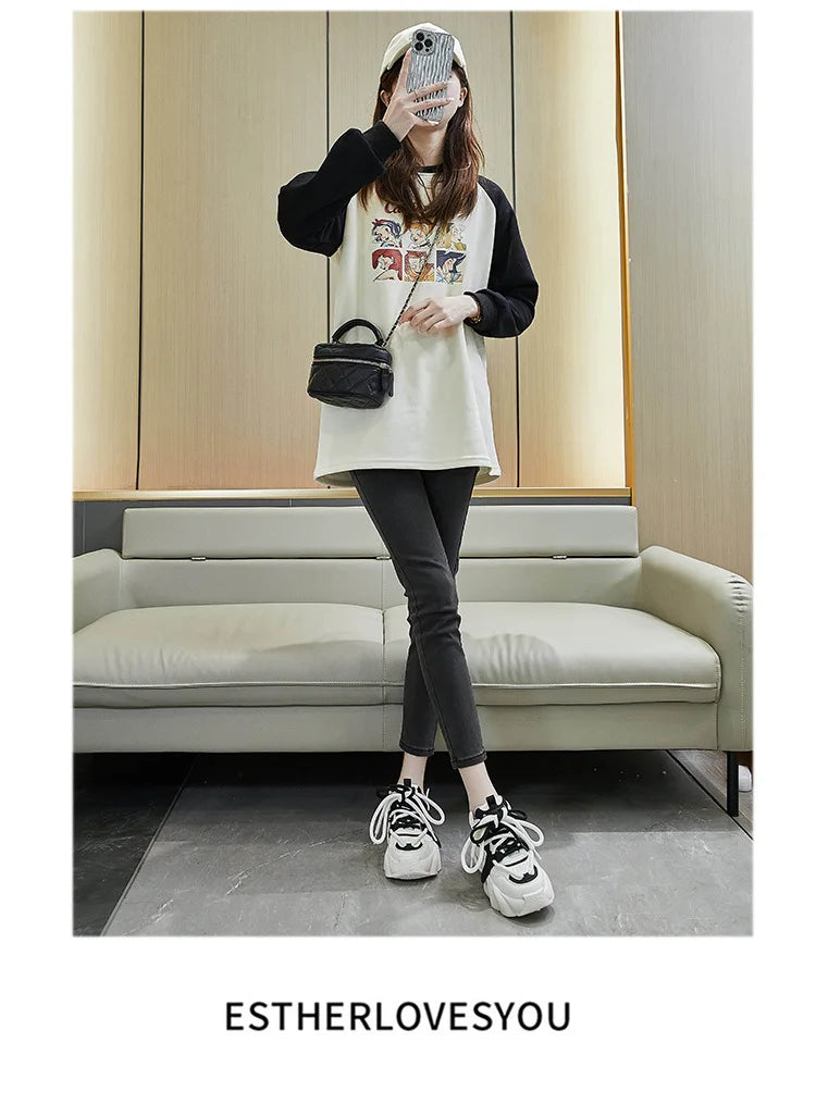 2024 Spring Autumn Women's Chunky Sneakers Breathable Platform Sports Shoes for Women Fashion Thick Sole Vulcanized Shoes