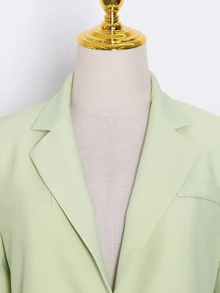 TWOTWINSTYLE Backless Spliced Button Blazers For Women Notched Collar Long Sleeve Patchwork Chain Chic Blazer Female Fashion New