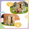 LZBEITEM Wooden Playhouse for Kids Outdoor with Working Door, Windows, Mailbox, Bench, Flowers Pot Holder, 39" x 38" x 55.5"