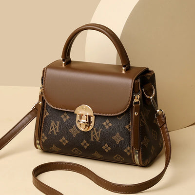 Bags for Women, Printed Fashionable Hand-Held Locks, Commuting Small Square Bag, Fashionable and Versatile Shoulder Crossbody Ba