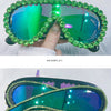 Oversized Punk Rhinestones Sunglasses Women 2024 Luxury Brand One-Piece Y2K Sports Sun Glasses for Lady Steampunk Eyewear UV400