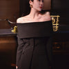 TWOTWINSTYLE Slash Neck Chic Blazers For Women Off Shoulder Long Sleeve Patchwork Single Button Solid Coat Female Clothes 2022