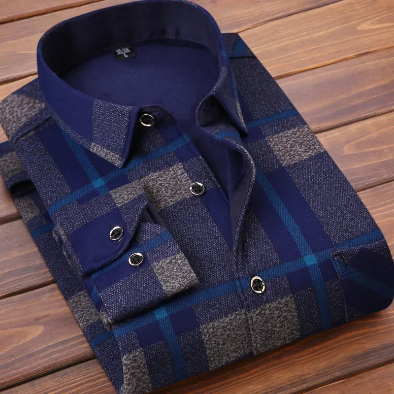 High Quality Men's Clothing 2024 Men Long Sleeve Thick Warm Shirt Tops Fashion Men Print Handsome Versatile Shirts Formal Shirts