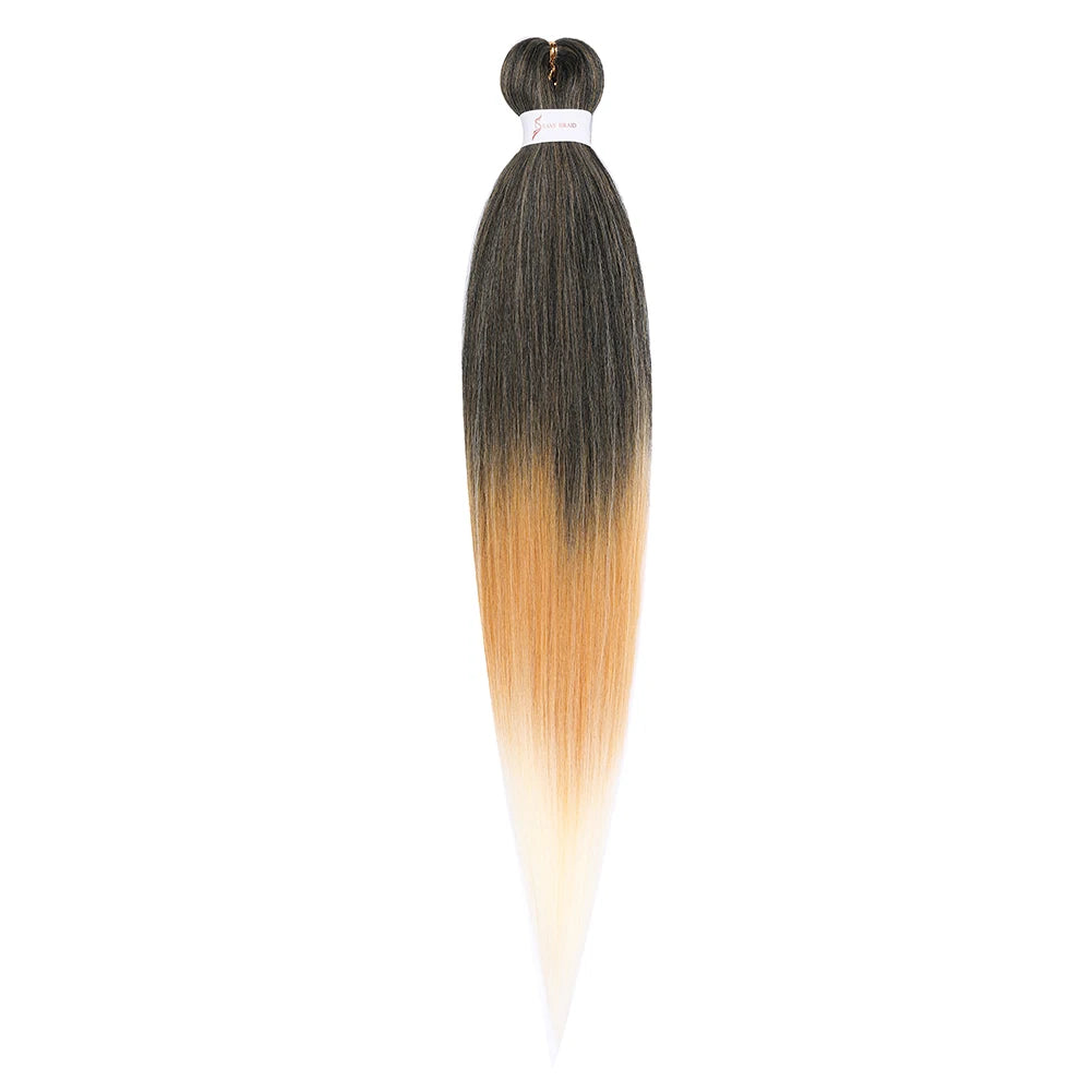 Pre-stretched Braids Synthetic Hair Professional Itch Free Hot Water Setting Fiber 30'' Ombre Yaki Texture Braid Hair Extensions