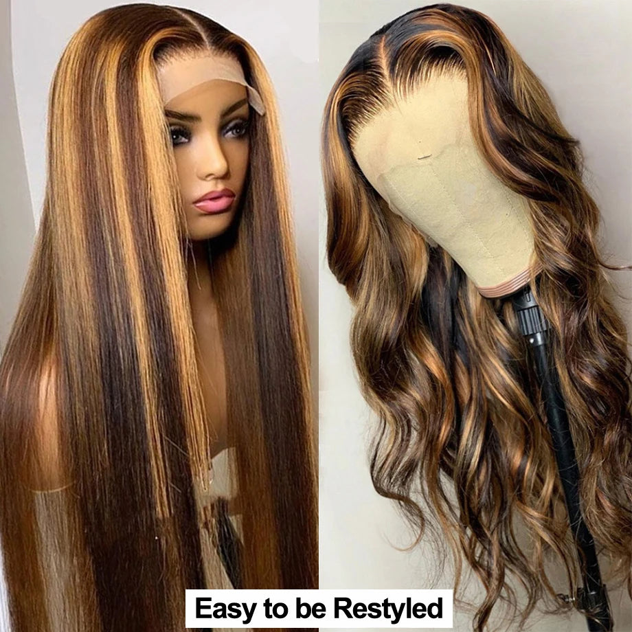 P4/27 Color Highlight Wigs 13x4 Lace Frontal Wig For Women Straight Lace Front Human Hair Wigs Preplucked Wig 100% Human Hair
