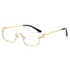 Fashion Small Square Women's Sunglasses Luxury Brand Metal Half Frame Sunglasses Woman Trend 2024 Vintage Black Pink Shades