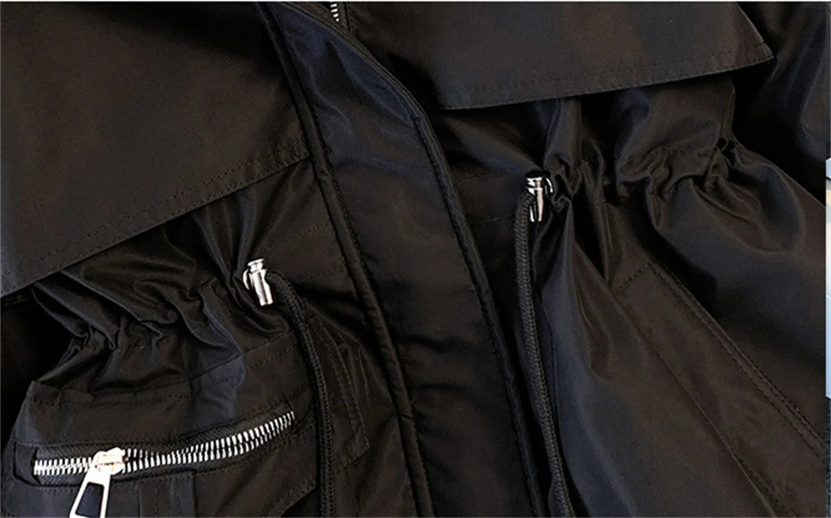 Women Autumn Winter Fashion Coats Korean Hooded Drawstring Padded Jackets Solid Female Casual Street Outfit Coat Zip Up Parkas