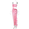 Hugcitar Fashion 2 Pcs Sets Strapless Tie Flower Draped Sexy Crop Tank Top Slit Tassel Maxi Skirt Women Outfit Festival Party