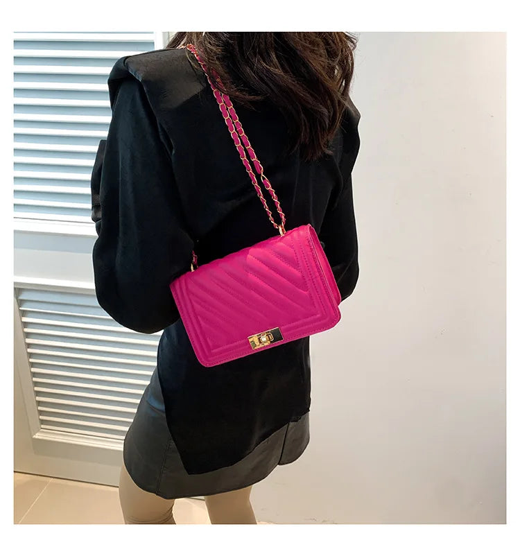 Fashionable Mini Quilted Embossed Chain Shoulder Bag Simple And Versatile Diagonal Crossbody Bag For Women Square Handbag