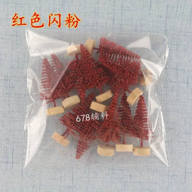 12 Piece DIY Mini Christmas Tree Sisal Silk Cedar - Desktop Decoration Small Christmas Tree 2025 Xmas New Year Navidad Decor