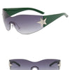 Sports Punk Sunglasses Goggle Y2k Luxury Brand Designer Sun Glasses Shades One Piece Around Eyewear Female Five Star Eyeglasses