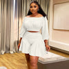 Customized Plus Size Women's Set Long Sleeve Slash Neck T-Shirt and Shorts 2025 Summer Ruched Two 2 Piece Set Outfits Tracksuit