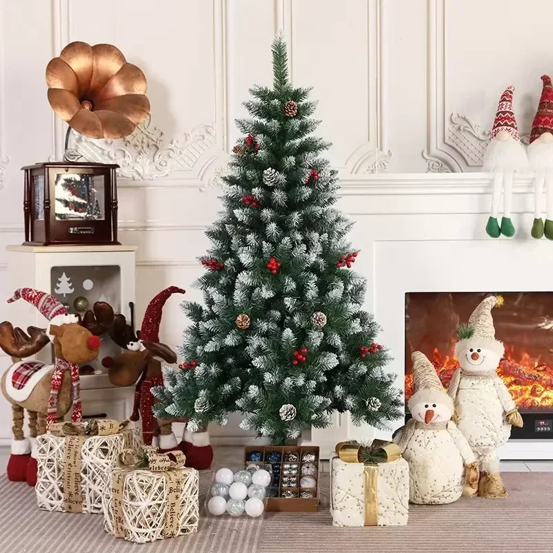 PVC Artificial Christmas Tree Spray White Pinecone Red Fruit Christmas Tree 1.2m-2.1m Christmas Party Atmosphere Home Decoration