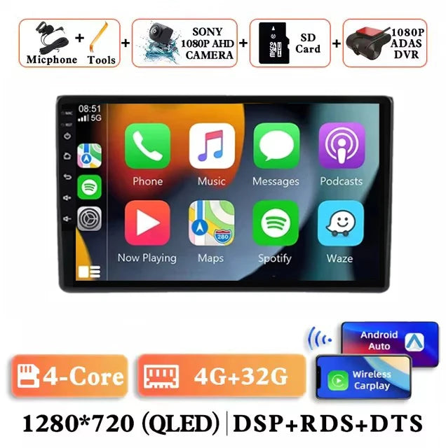 For Audi A3 8P 2003-2013 Android 14 RS3 Sportback 2Din CAR Multimedia Carplay Video Player Stereo Radio WIFI 4G DSP Navigation