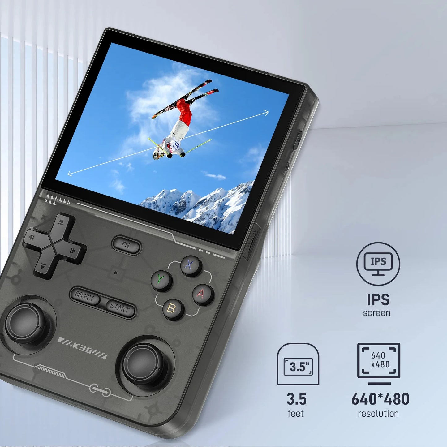 Open Source K36 Retro Handheld Video Game Console 16000 Games Emulator for PS1/PSP/DC/N64/SS 500nit 3.5 Inch IPS Screen