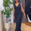 Two Piece Sets Women Pant Set Sleeveless V Neck Casual Pants Y2k Tops Wide Leg Long Pants High Waist Elegant Party Streetwear