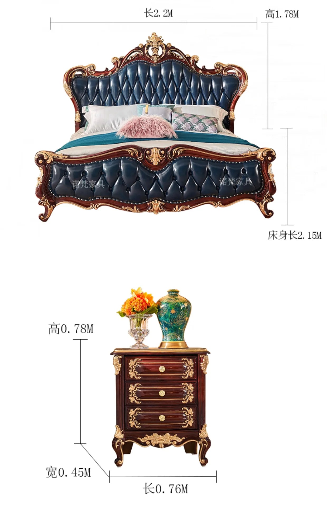 Nordic Luxury Aesthetic Bed Queen Size Cheap Cute Salon Bedroom King Bed Modern Wood Leather Camas Matrimonial Room Furniture