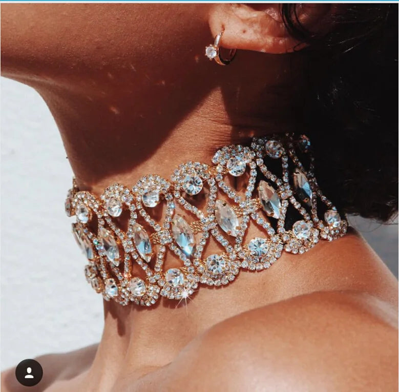Rhinestone Choker Necklace 2023 Statement Necklaces For Women Big Fashion Necklace Collar Party Chunky Necklace Collier Bijoux