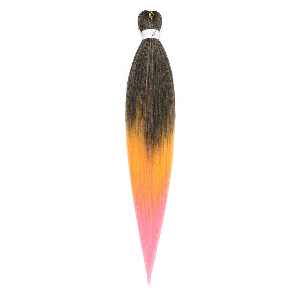 Pre-stretched Braids Synthetic Hair Professional Itch Free Hot Water Setting Fiber 30'' Ombre Yaki Texture Braid Hair Extensions