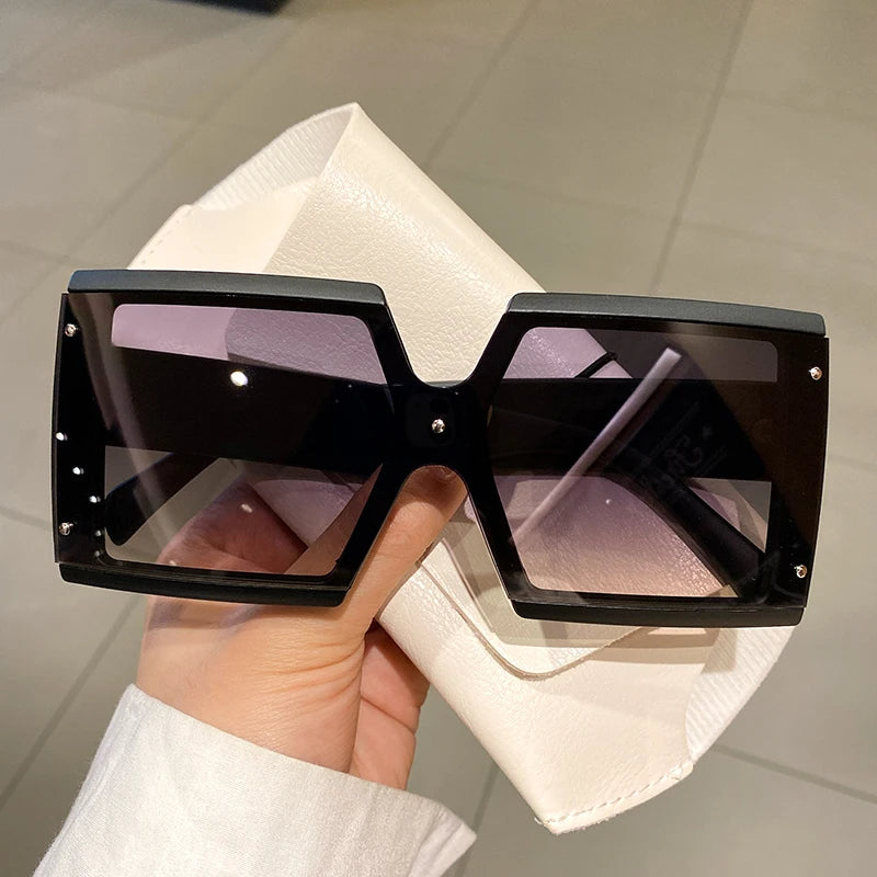 KAMMPT Square Oversized One-pieces Sunglasses Men Women Trendy Gradient Goggle Eyewear Fashion Luxury Brand Design Sun Glasses