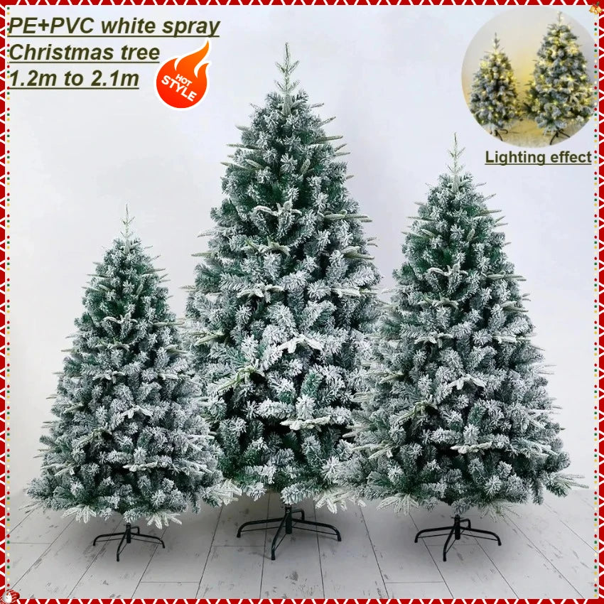 Artificial Christmas Tree PE+PVC Material Snow Spray Fusing Christmas Tree 120cm to 210cm Family Christmas Atmosphere Decoration