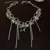 Rhinestone Multi Layered Flower Fringe Necklaces for Women Occidental Exquisite Temperament Advanced Personality Luxury Jewelry
