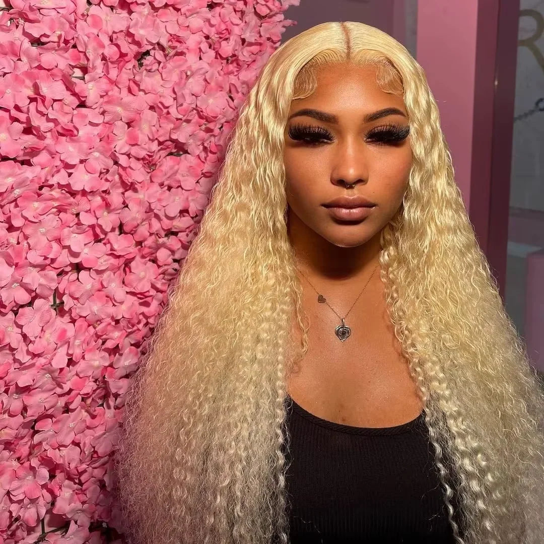 Deep Wave 13x6 HD Lace Frontal Human Hair Wig 30 40 Inch Curly 613 Honey Blonde Water Wave 13x4 Lace Front Wigs For Women 250%