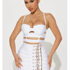 Women Celebrity Sexy Cut Out Mental Black White Mini Bodycon Bandage Skirt Set 2023 Elegant Evening Birthday Club Party Outfits
