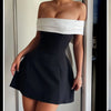 Women Strapless Backless Short Dress Elegant Sexy Off Shoulder Sleeveless Dresses 2025 Ladies Evening Party Birthday Gowns Black