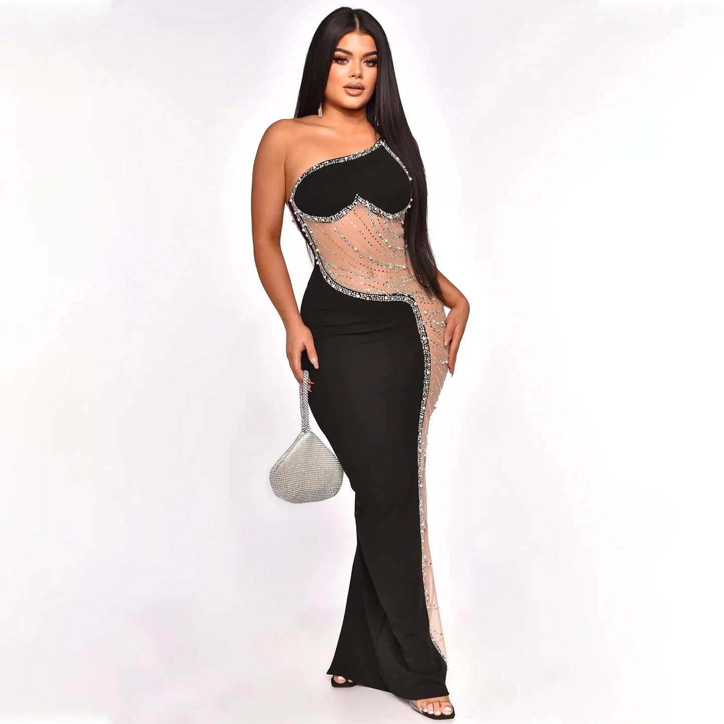 Sexy Summer Women Clothing Mesh Transparent Strap Long Dress One-piece Chic Style Mid-waist Length