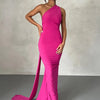 Hugcitar One Shoulder Backless Adjustable Scarf Loop Ruched Sexy Maxi Dress Women Elegant Y2K Streetwear Festival Outfit