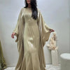 Batwing Butterfly Sleeve Satin Khimar Abaya Dubai Muslim Maxi Dress Kaftan Abayas For Women Kebaya Caftan Robe Femme Vestidos