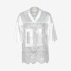 Letter Print T-Shirts Top Women 2025 Spring Summer V-Neck See Through Backless Loose Short Sleeve Y2K Sexy Trend Streetwear Tops