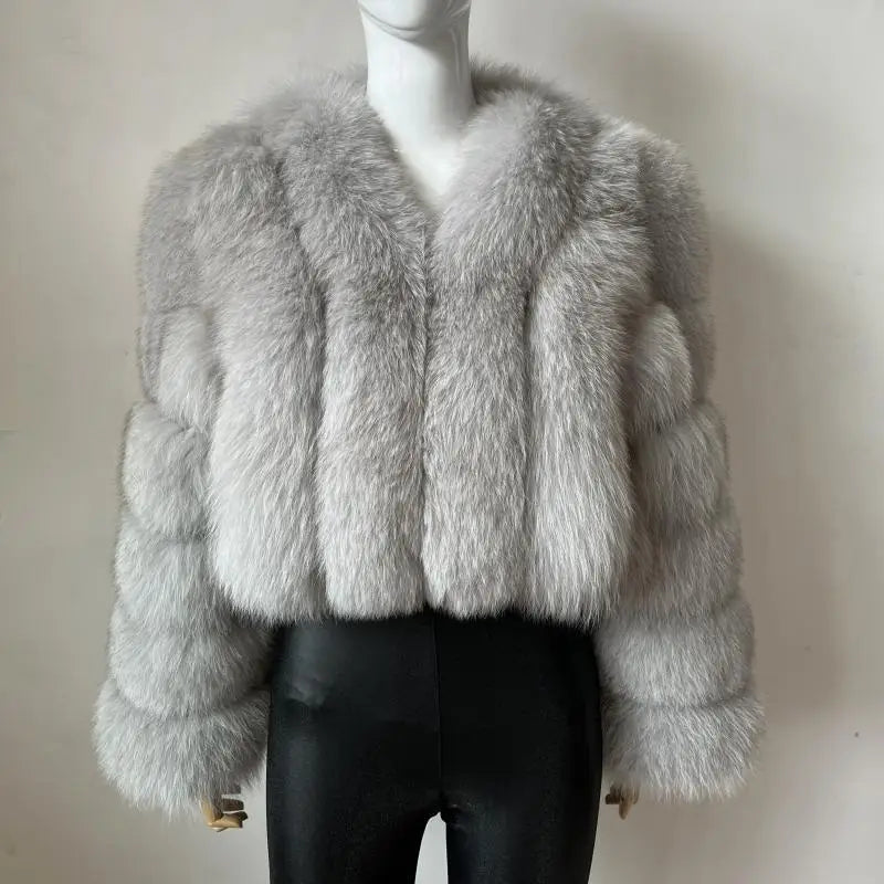 2023 Neuer kurzer Stil Echtfuchspelzmantel Winter Damen Natur Warme Mode Luxus