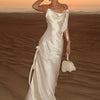 Sexy Ladies Lace Satin Dress Fashionable Elegant Backless Long Skirt 2025 New Party Evening Dress Dress Beach Vacation Style