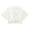 Women Fashion Front Knot Elastic Linen Cropped Shirts Vintage Short Sleeve Patch Pockets Female Blouses Blusa Chic Tops