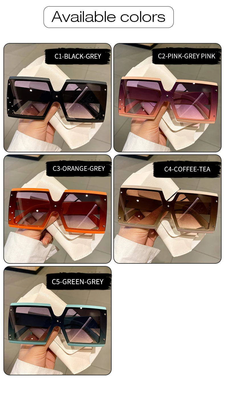 KAMMPT Square Oversized One-pieces Sunglasses Men Women Trendy Gradient Goggle Eyewear Fashion Luxury Brand Design Sun Glasses