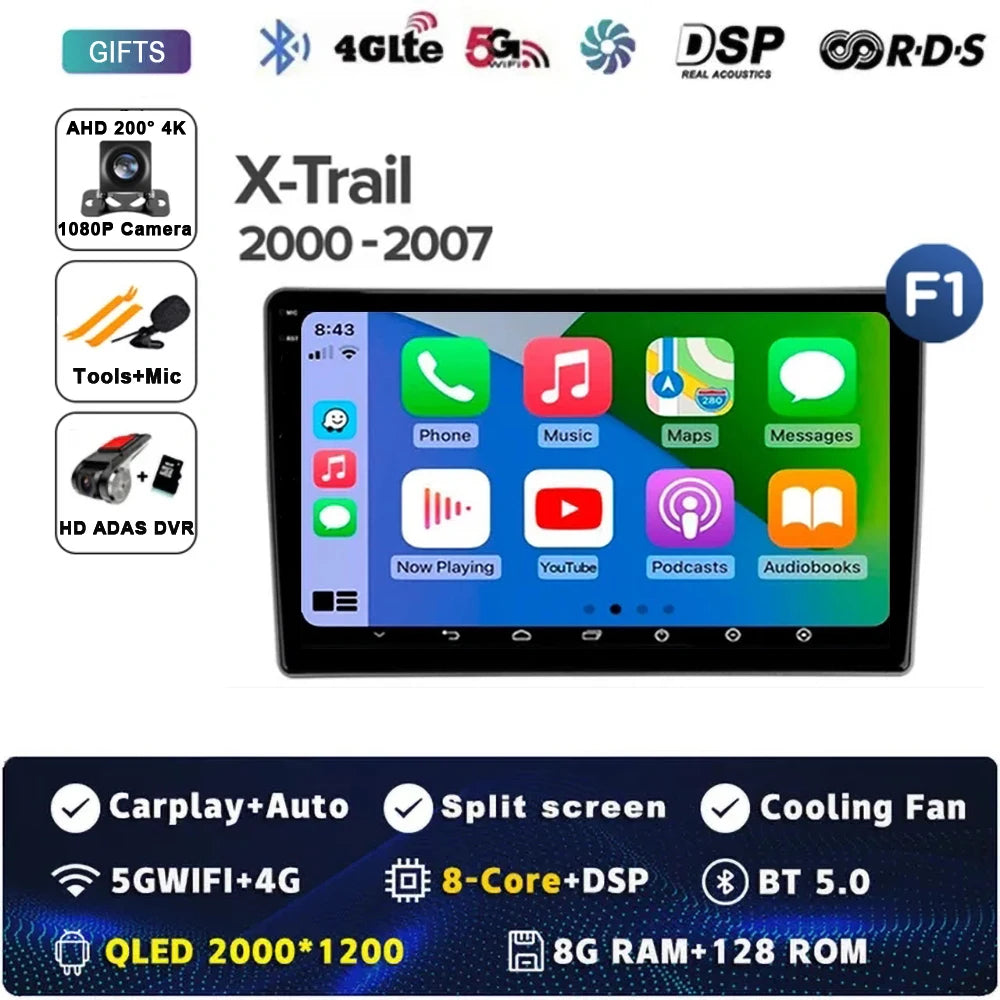 Android 14 Carplay Auto For Nissan X-Trail X Trail X - Trail 1 T30 2000 - 2007 Car Radio Multimedia Video Player Navigation GPS