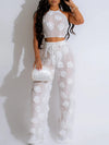 Sexy see through lace up vacation jumpsuits women summer body party club outfits streetwear womens jumpsuit Wide leg pants sets